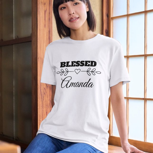 Personlig BLESSED Heart Christian T Shirt (Personalized BLESSED Heart Christian T-Shirt
)