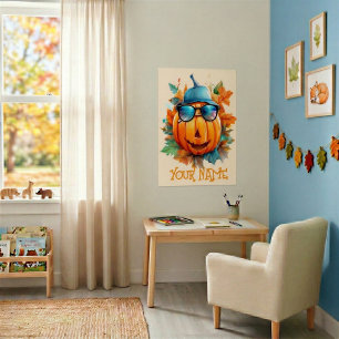 Personlig Blinkande Pumpa Halloween Barnplanscher Poster
