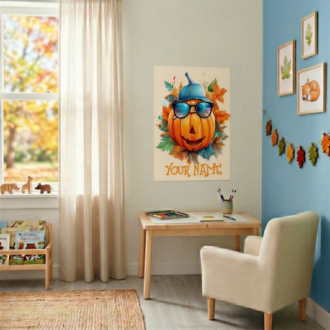 Personlig Blinkande Pumpa Halloween Barnplanscher Poster (Skapare uppladdad)