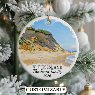 Personlig Block Island-ornament, Rhode Island Julgransprydnad Keramik