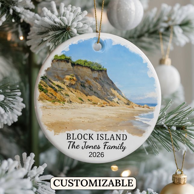 Personlig Block Island-ornament, Rhode Island Julgransprydnad Keramik (Skapare uppladdad)