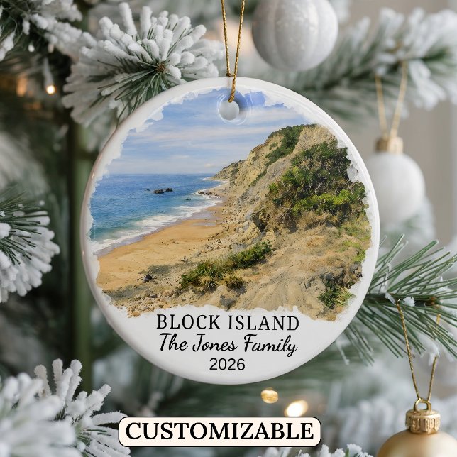 Personlig Block Island-ornament, Rhode Island Julgransprydnad Keramik (Skapare uppladdad)