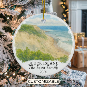 Personlig Block Island Ornament, Rhode island Julgransprydnad Keramik