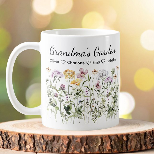 Personlig blomma Mormors trädgård Mors dag  Kaffemugg (In situ)