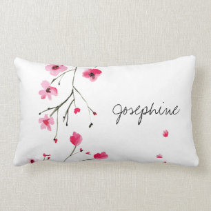 Personlig Blommar för Rosa av vattenfärgen röd kör Lumbarkudde