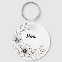 Personlig blommig charm nyckelring för mamma