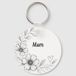 Personlig blommig charm nyckelring för mamma