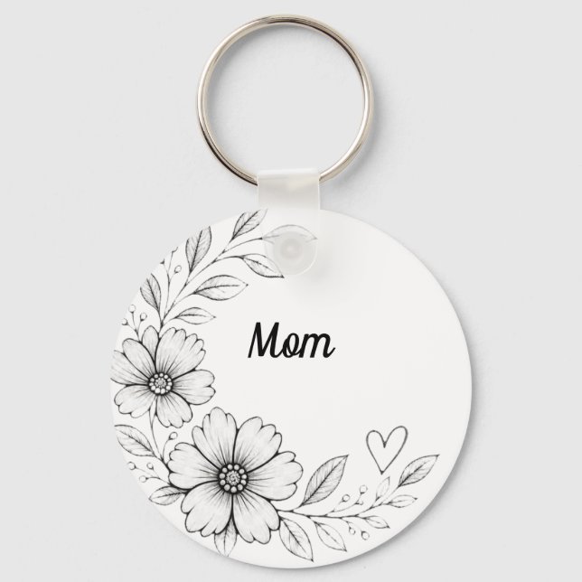 Personlig blommig charm nyckelring för mamma (Framsida)