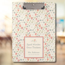 Personlig blommig lärarclipboard för skolstarten