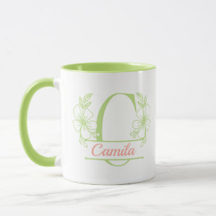 Personlig blommig monogram bokstav C-mugg - specia Mugg