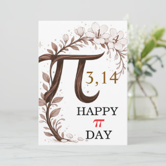 Personlig blommig Pi-dags-kort, elegant matematikp