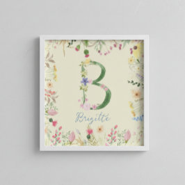 Personlig Blommigt Alphabet Initial Nursery Poster