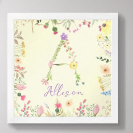 Personlig Blommigt Alphabet Initial Nursery Print Poster
