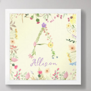 Personlig Blommigt Alphabet Initial Nursery Print Poster