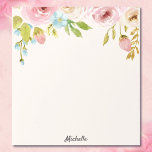 Personlig Blommigt Anteckningsblock TEXTMYCKET för<br><div class="desc">Söt Watercolor Flowers Anteckningsblock DIN TEXT eller Namn</div>
