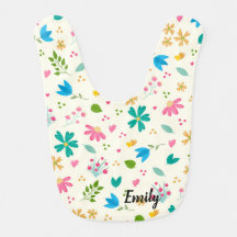 Personlig Blommigt Baby Bib
