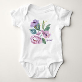 Personlig Blommigt Baby Bodykostym T Shirt
