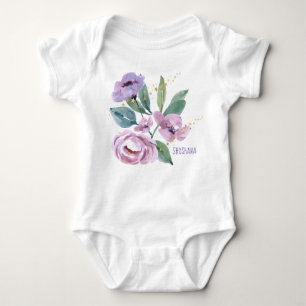 Personlig Blommigt Baby Bodykostym T Shirt