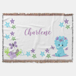 Personlig Blommigt Baby Dinosaur Filt