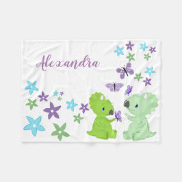 Personlig Blommigt Baby Dinosaur Friends Fleecefilt