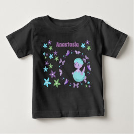 Personlig Blommigt Baby Dinosaur T Shirt