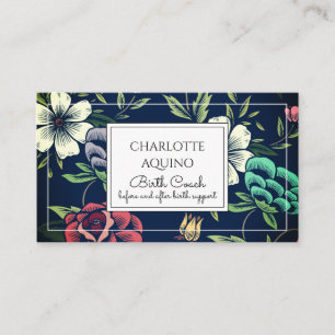 Personlig Blommigt Birth Coach Doula Visitkort