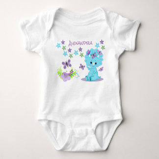 Personlig Blommigt Blue Baby Dinosaur T Shirt