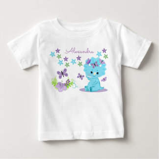 Personlig Blommigt Blue Baby Dinosaur T Shirt