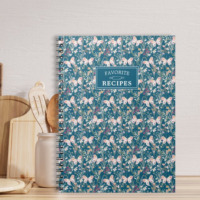 Personlig Blommigt Blue Boho Favorite Recipes Anteckningsbok (Skapare uppladdad)
