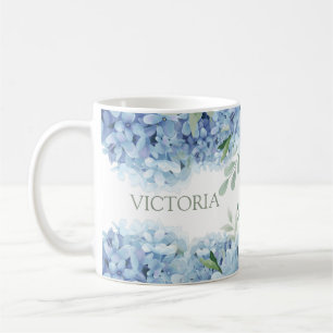 Personlig Blommigt Blue Hydrangea Kaffemugg
