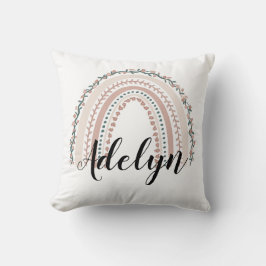 Personlig Blommigt Boho Rainbow Namn Pillow Kudde