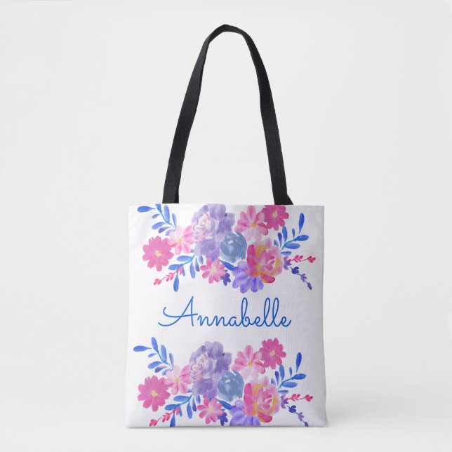 Personlig Blommigt Bouquet Tygkasse (Framsida)