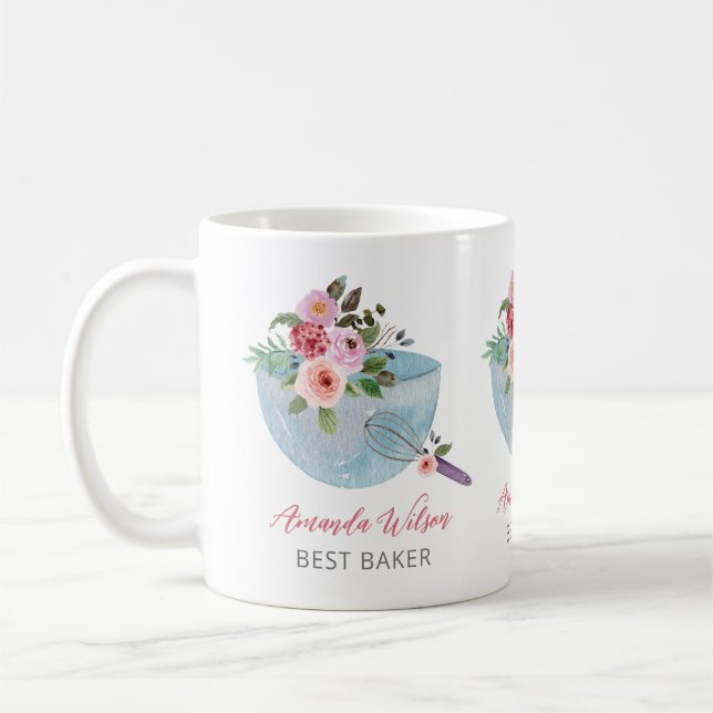 Personlig Blommigt Bowl och Whisker Bakers Kaffemugg (Vänster)