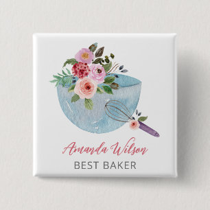 Personlig Blommigt Bowl och Whisker Bakers Knapp