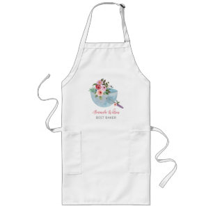 Personlig Blommigt Bowl och Whisker Bakers Långt Förkläde