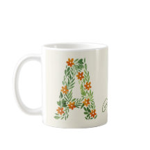 Personlig Blommigt Brev A med Orange Flowers