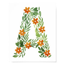 Personlig Blommigt Brev A med Orange Flowers