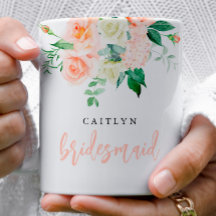 Personlig  Blommigt Bridesmaid Mugg
