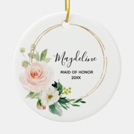 Personlig Blommigt Brudens sida Maid of honor Julgransprydnad Keramik