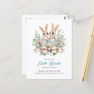 Personlig Blommigt Bunny Påsk Brunch i inbjudninga Vykort