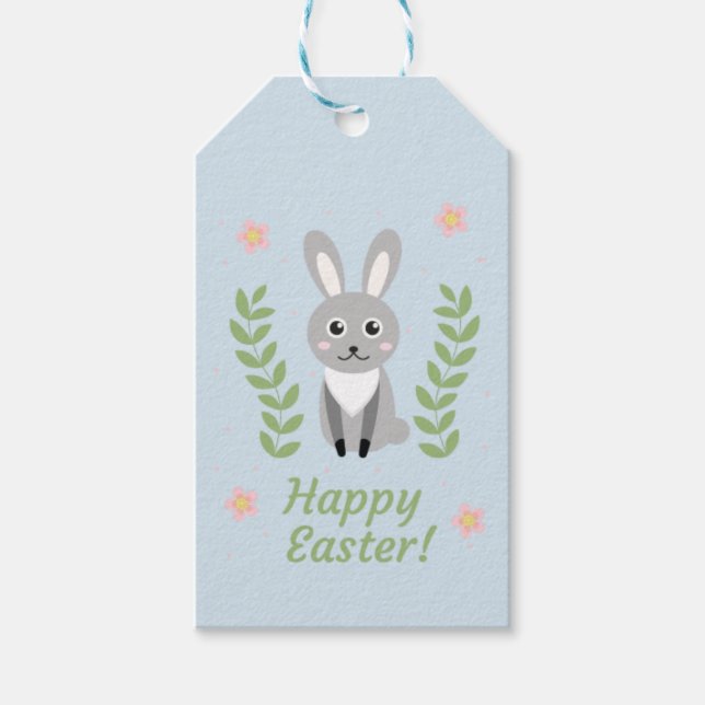 Personlig Blommigt Bunny Påsk Gift Märkres Presentetikett (Framsidan)