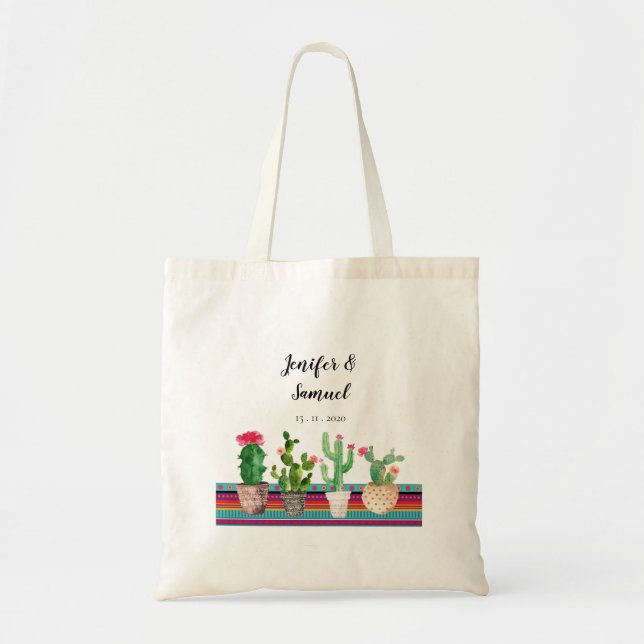 Personlig Blommigt Cactus Tote Bag Tygkasse (Framsidan)