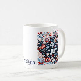 personlig Blommigt Coffee Mugg, 4:e juli Kaffemugg