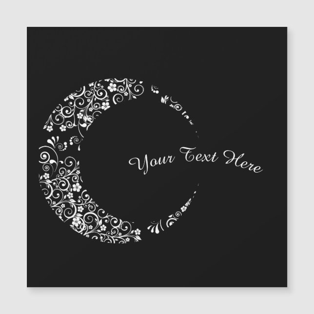 Personlig Blommigt Crescent Måne Magnetic Card (Framsida)