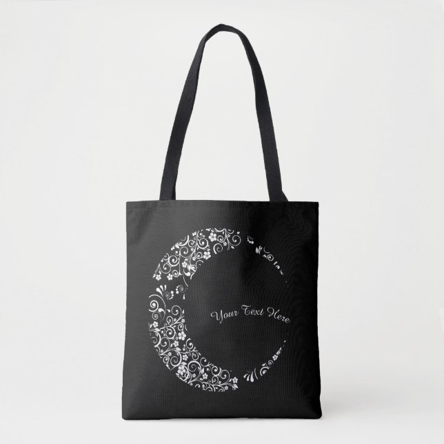 Personlig Blommigt Crescent Måne Tote Bag Tygkasse (Framsida)