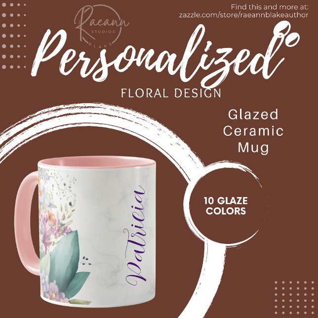 Personlig Blommigt Design Ceramic Mugg (Skapare uppladdad)