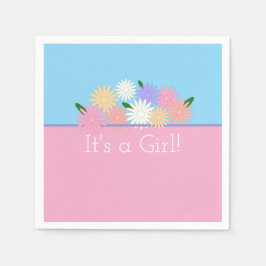 Personlig Blommigt Det är Flicka Rosa och blått Pappersservett