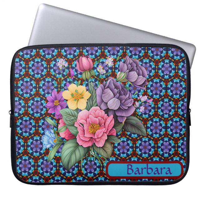 Personlig Blommigt Electronics Bag Laptop Fodral (Framsidan)