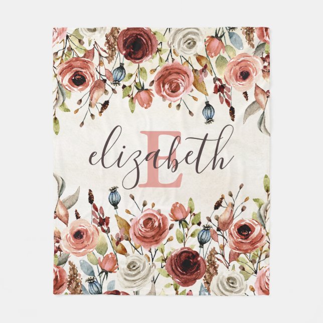 Personlig Blommigt Fleece Blanket (Framsidan)