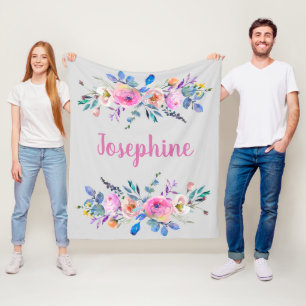 Personlig blommigt fleece filt
